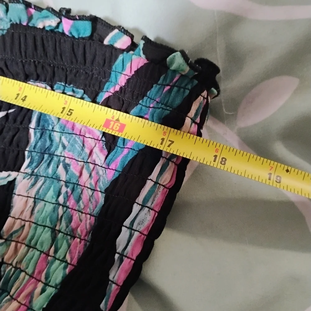 Torrid Black and Multicolor Leaf Print Wide Leg Jumpsuit - Picture 6 of 7